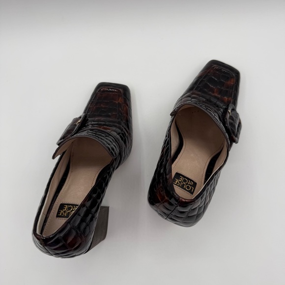 Louise Et Cie Ovidio Loafer Elegant Brown Croc Embossed Block Heel Loafers SZ6.5 - Picture 13 of 17